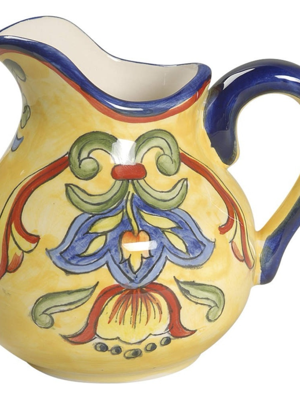 VINTAGE TALAVERA Handcrafted Floral Ceramic Pitcher, Vibrant Design, Classic